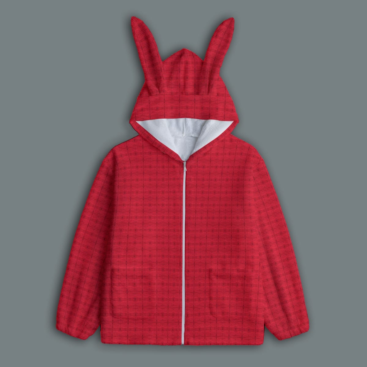 Red All-Over Print Women's Plush Bunny Ear Household Pajamas Top