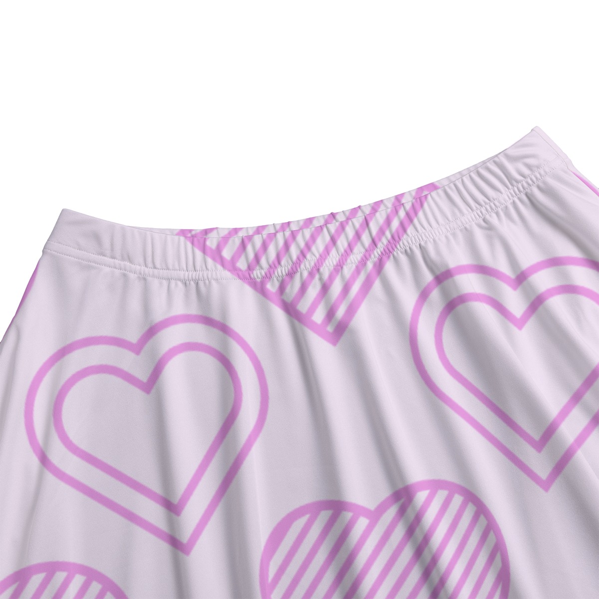 Pink Hearts Comfortable Midi-length Skirt
