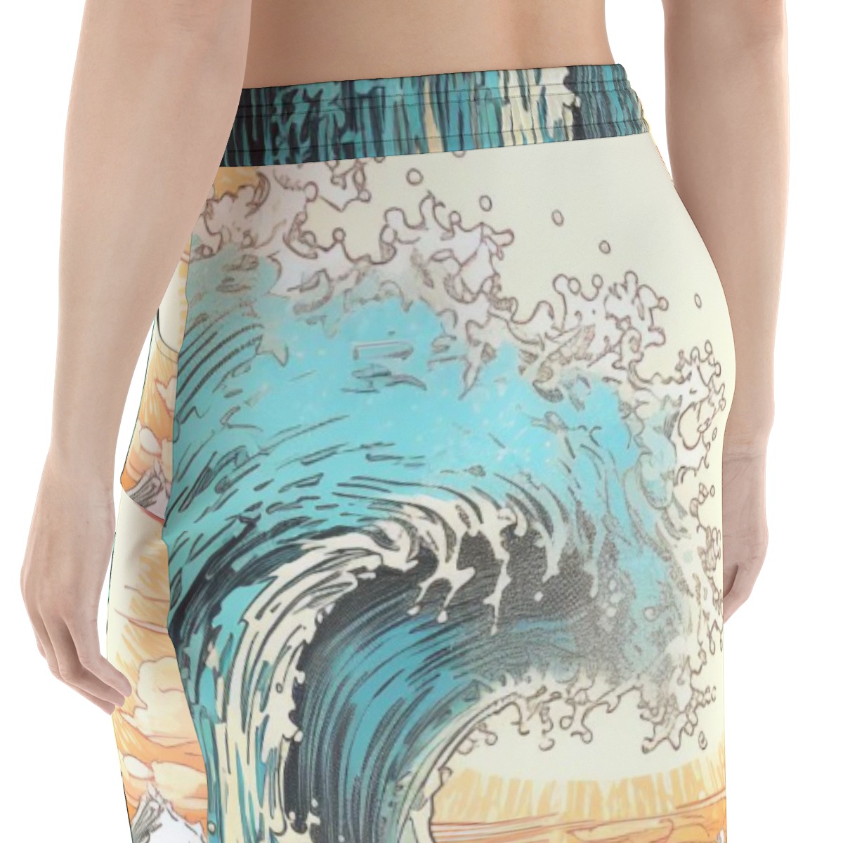Waves Art Half-Length Hip Wrap Skirt