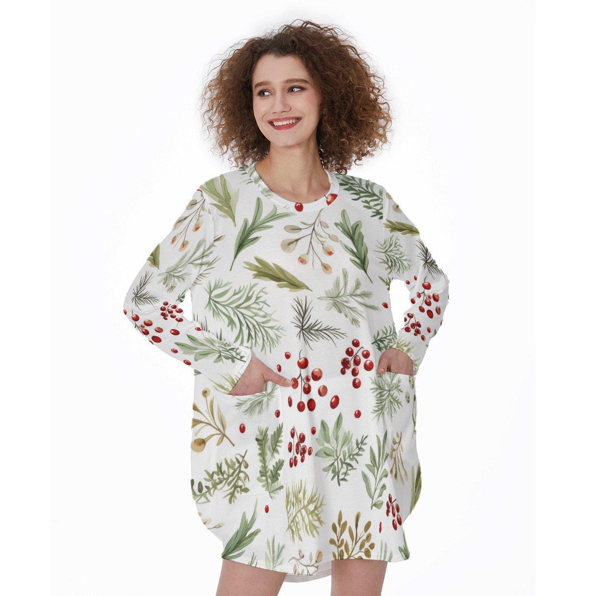 Frock It and Rocket All-Over Print Women's Casual Loose Long Sleeve Dress With Pocket