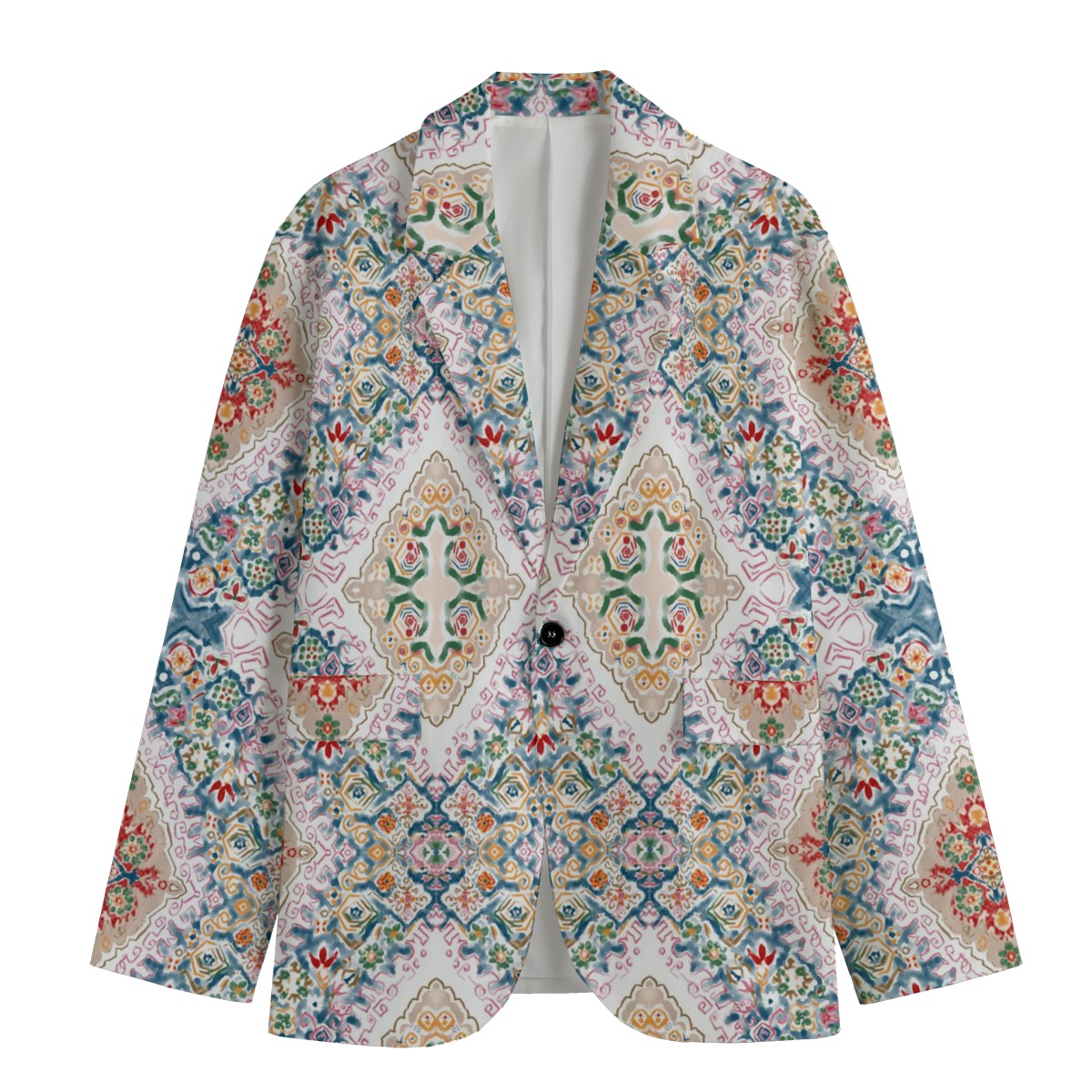 Fashion Classic Tan Pattern All-Over Print Men's Casual Flat Lapel Collar Blazer