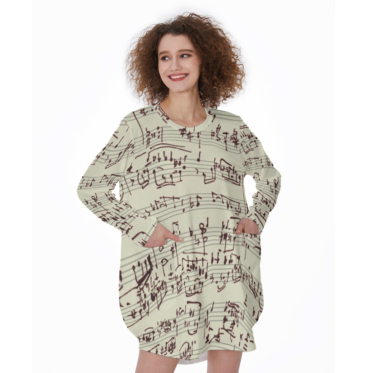 Pockets Full of Parliament All-Over Print Women's Casual Loose Long Sleeve Dress With Pocket