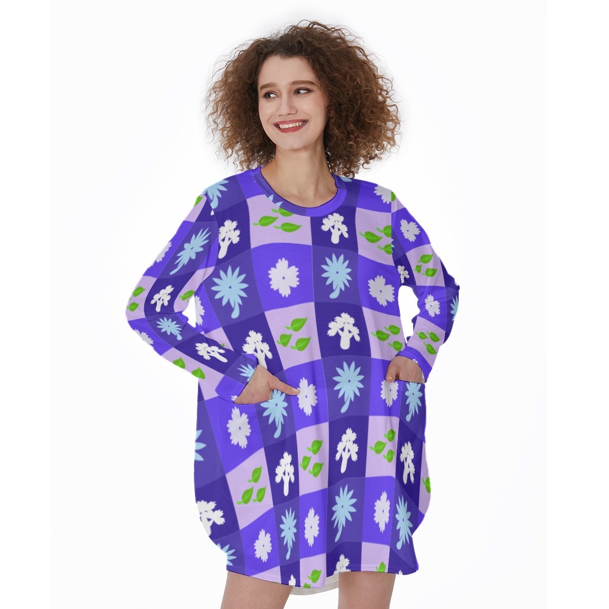 Pockets of Providence All-Over Print Women's Casual Loose Long Sleeve Dress With Pocket