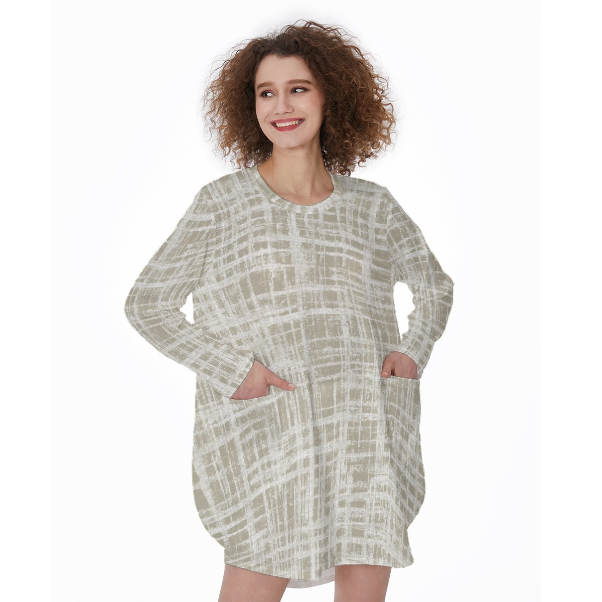 The Sneaky Chic Dress All-Over Print Women's Casual Loose Long Sleeve Dress With Pocket