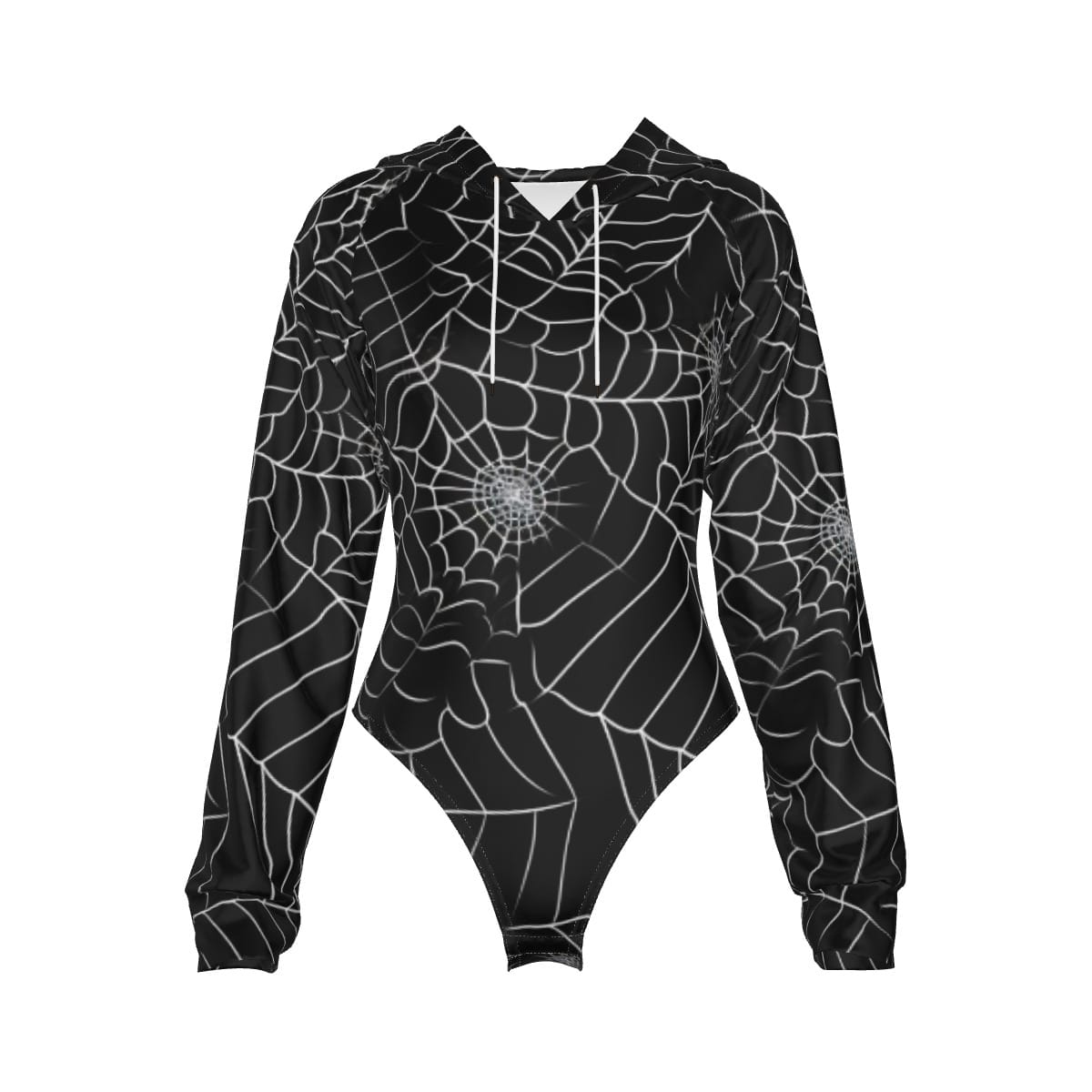 Spiderweb Black Women's Raglan Sleeve Hooded Bodysuit
