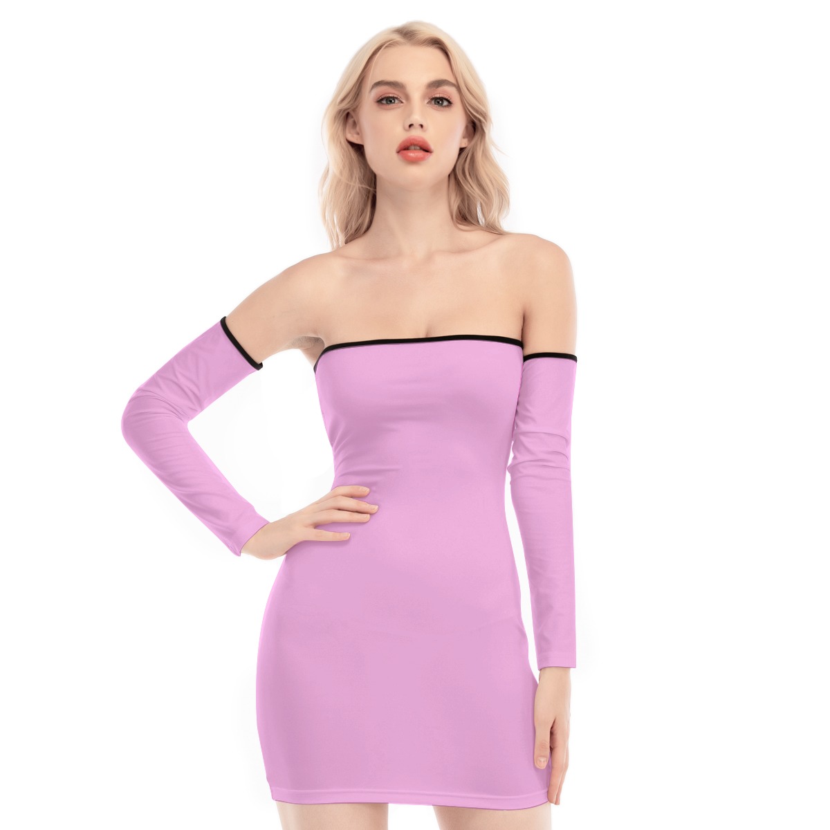 Pastel Pink Women's Off-shoulder Back Lace-up Dress