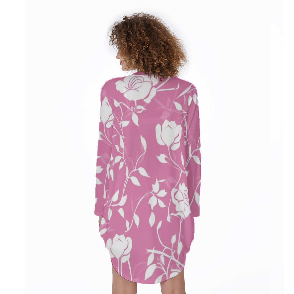 Clutch-Free and Fancy All-Over Print Women's Casual Loose Long Sleeve Dress With Pocket