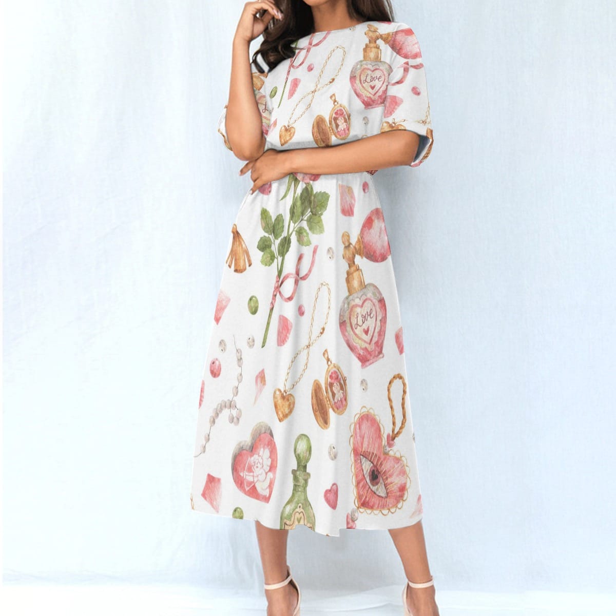 Valentine's Day Pattern Women's Knee-Length Dress