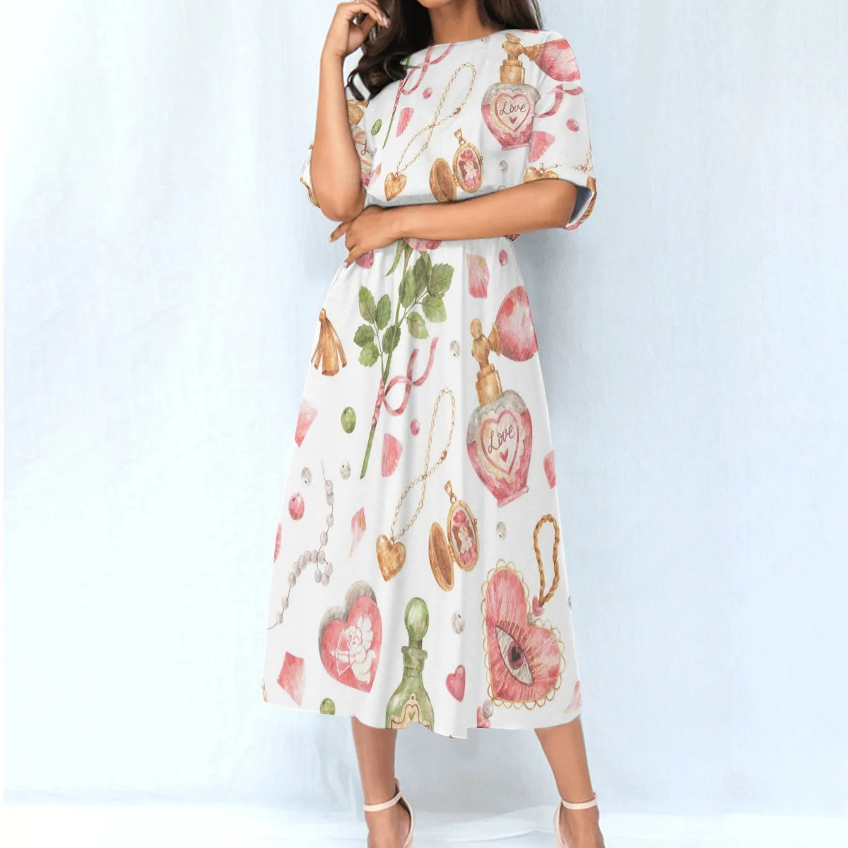 Valentine's Day Pattern Women's Knee-Length Dress