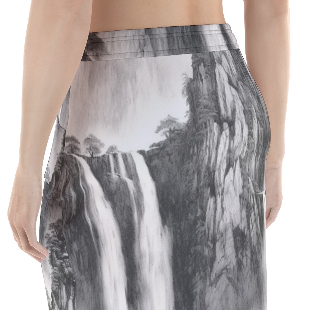 Greyscale Nature All-Over Print Women's Package Hip Skirt