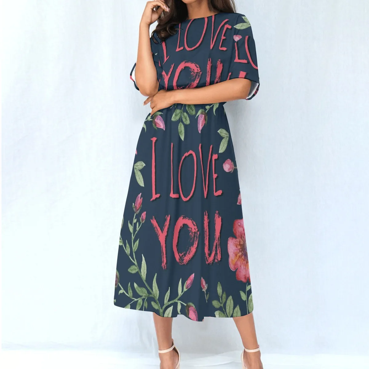 I Love You Women's Knee-Length Dress Valentine's Day