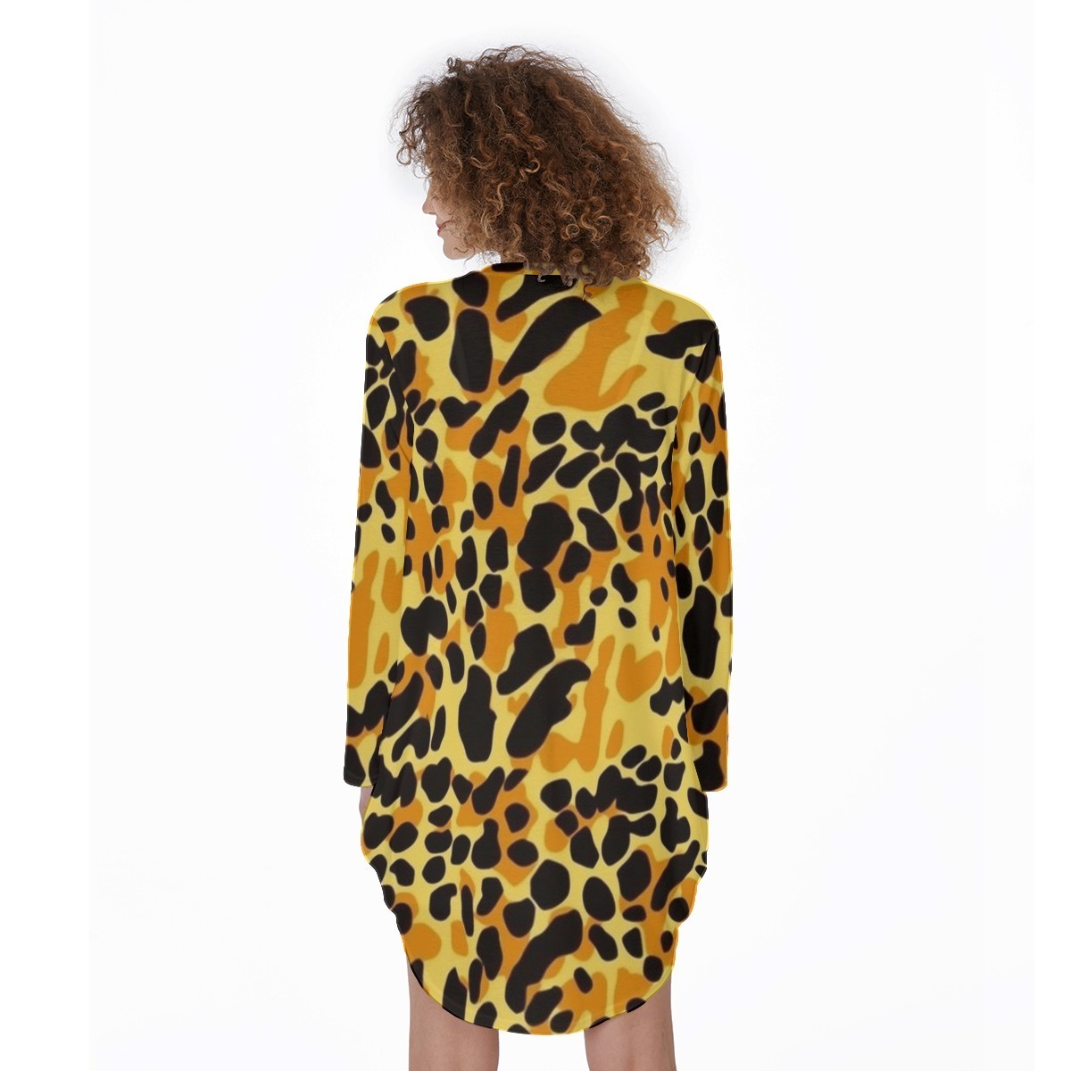The Viscountess of Velvety Vaults All-Over Print Women's Casual Loose Long Sleeve Dress With Pocket