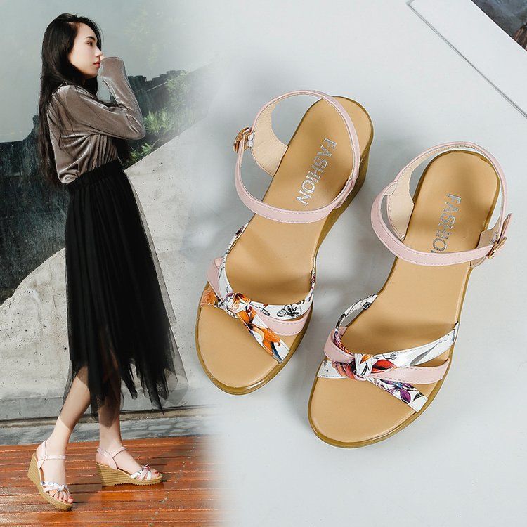 Shoes Wedge Sandals Women's High Heels Thick Heel Non-slip Fish Mouth Student Shoes