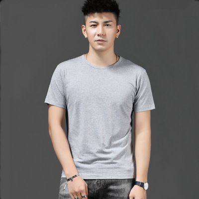 Thin Ice Silk Short Sleeve T-shirt Men's Summer Solid White Round Neck Trend Bottoming Shirt Top - Image 6