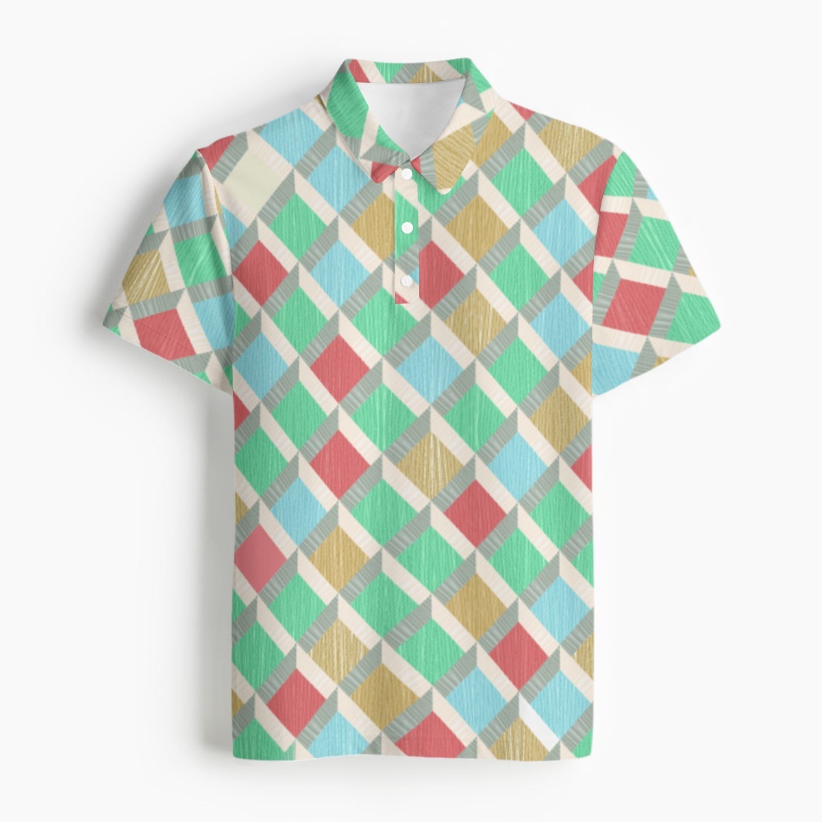 Versatile All-Over Print Polo for Men with Stretch Fabric Comfort - Image 2