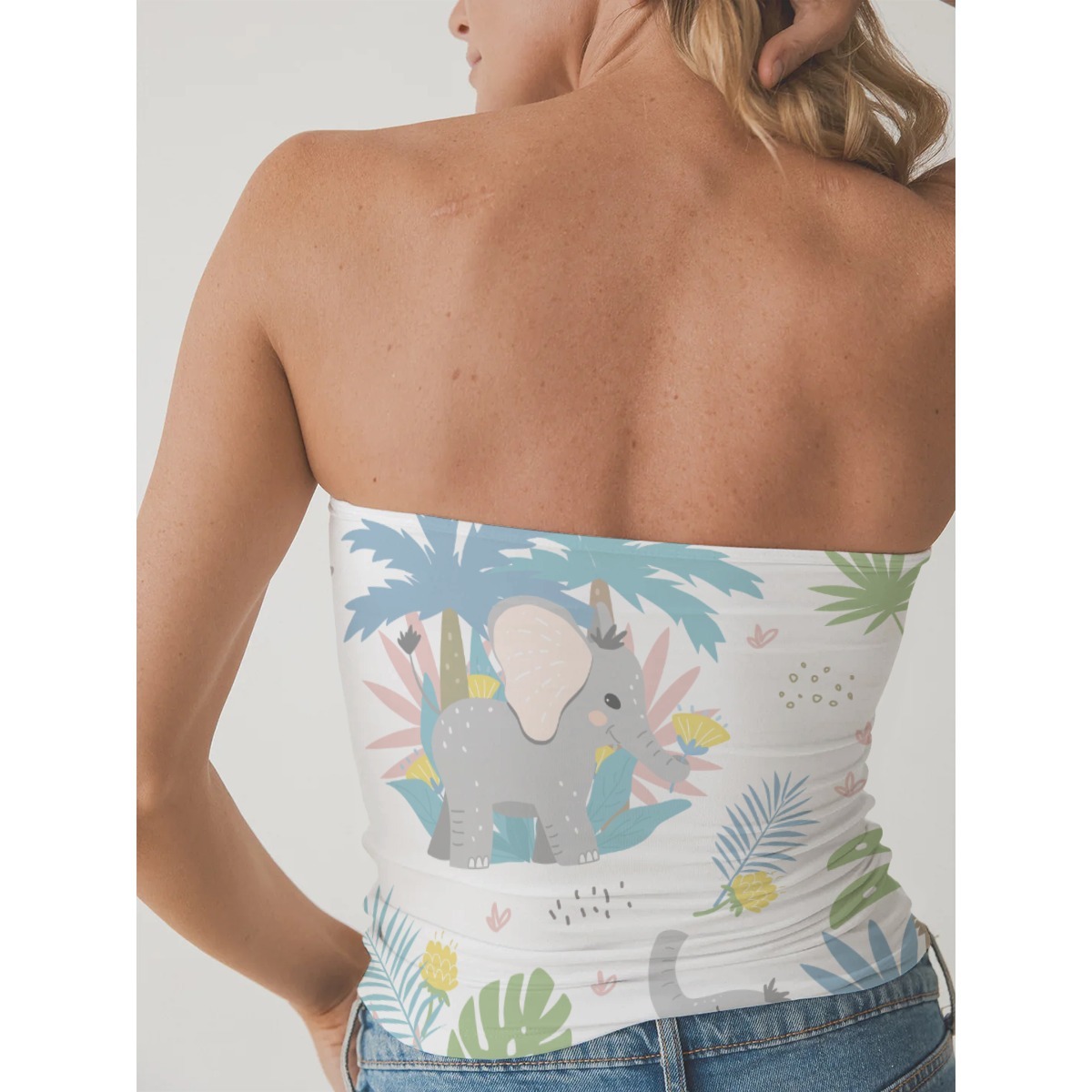 Premium Tropics Double-Layer Strapless Top for Women