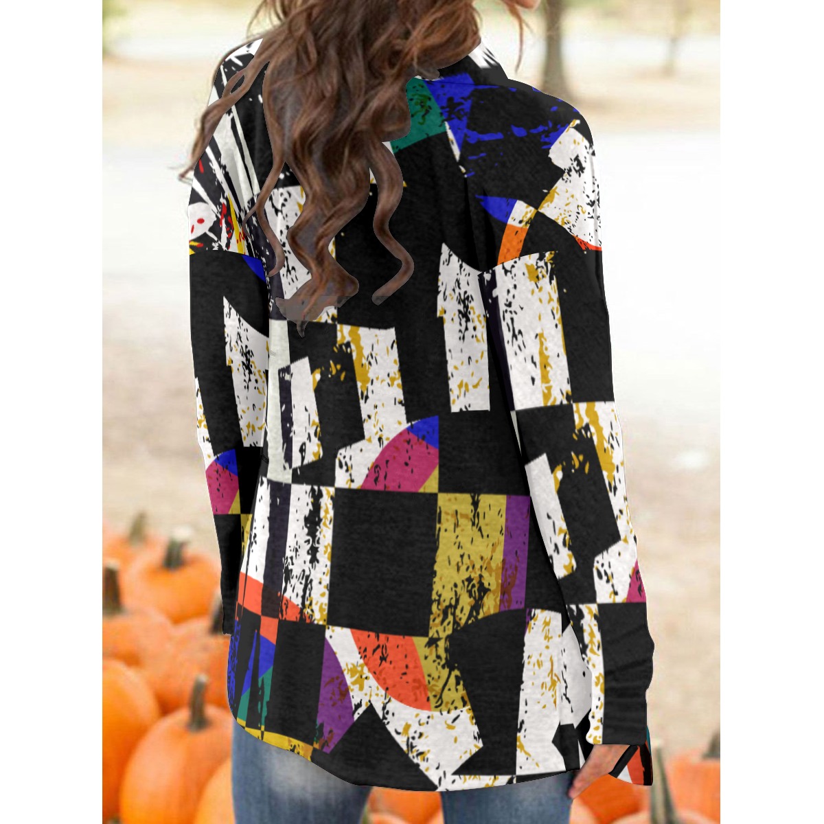 All-Over Print Women's Cardigan with Fashionable Open Front