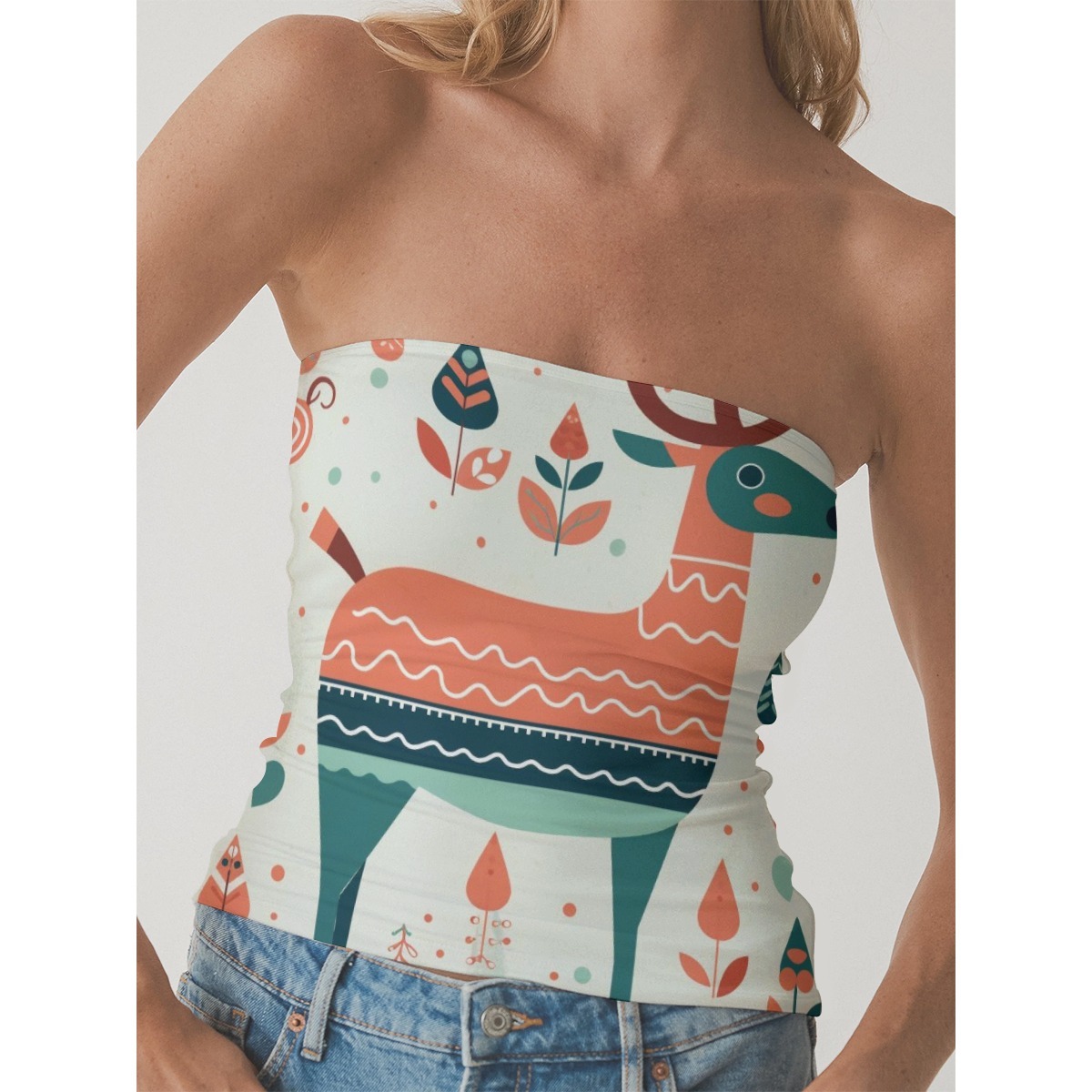 Double-Layer Support Strapless Top for Curves