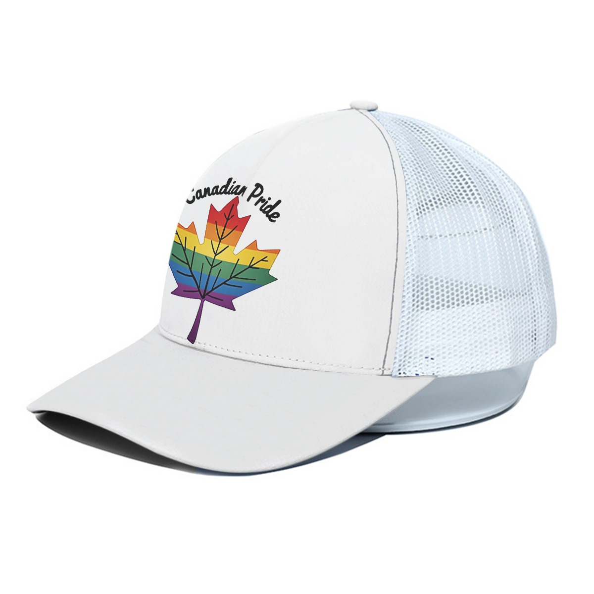 Canadian Pride LGBTQ+ Unisex Trucker Hat With White Half-mesh