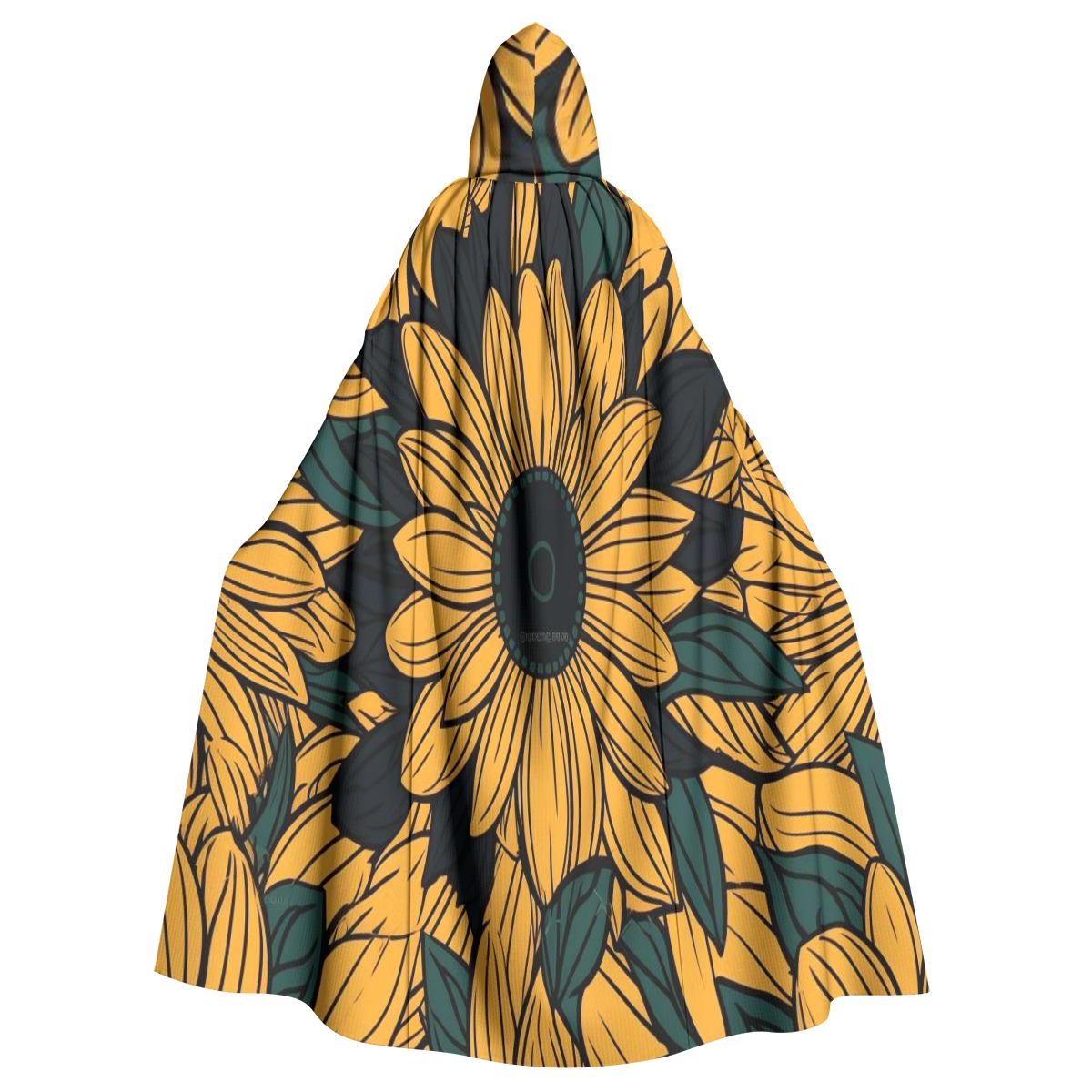 Sunflower Unisex Hooded Cloak Featuring High-Quality Print, Drawstring Closure, and Drooping Hem