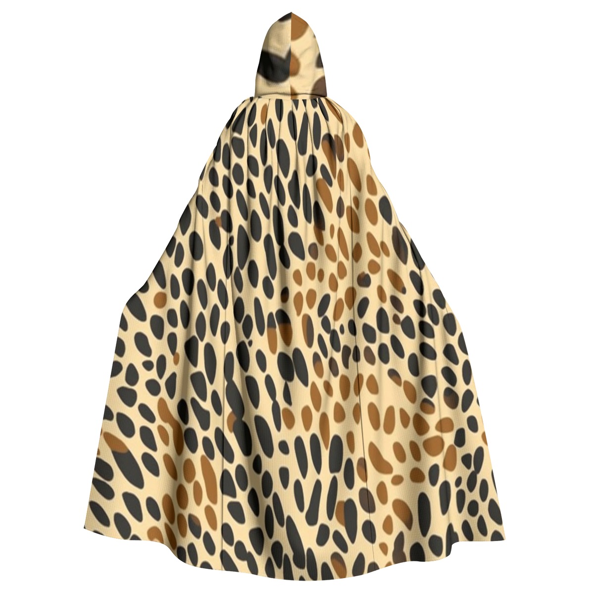 Leopard Print Unisex Hooded Cloak Drawstring Closure Drooping Hem