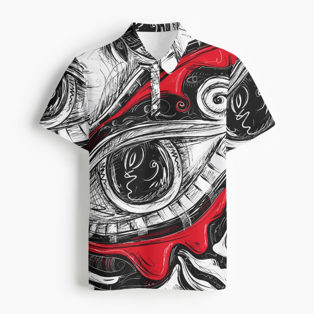 Comfortable All-Over Print Men's Polo with Performance Fit - Image 2