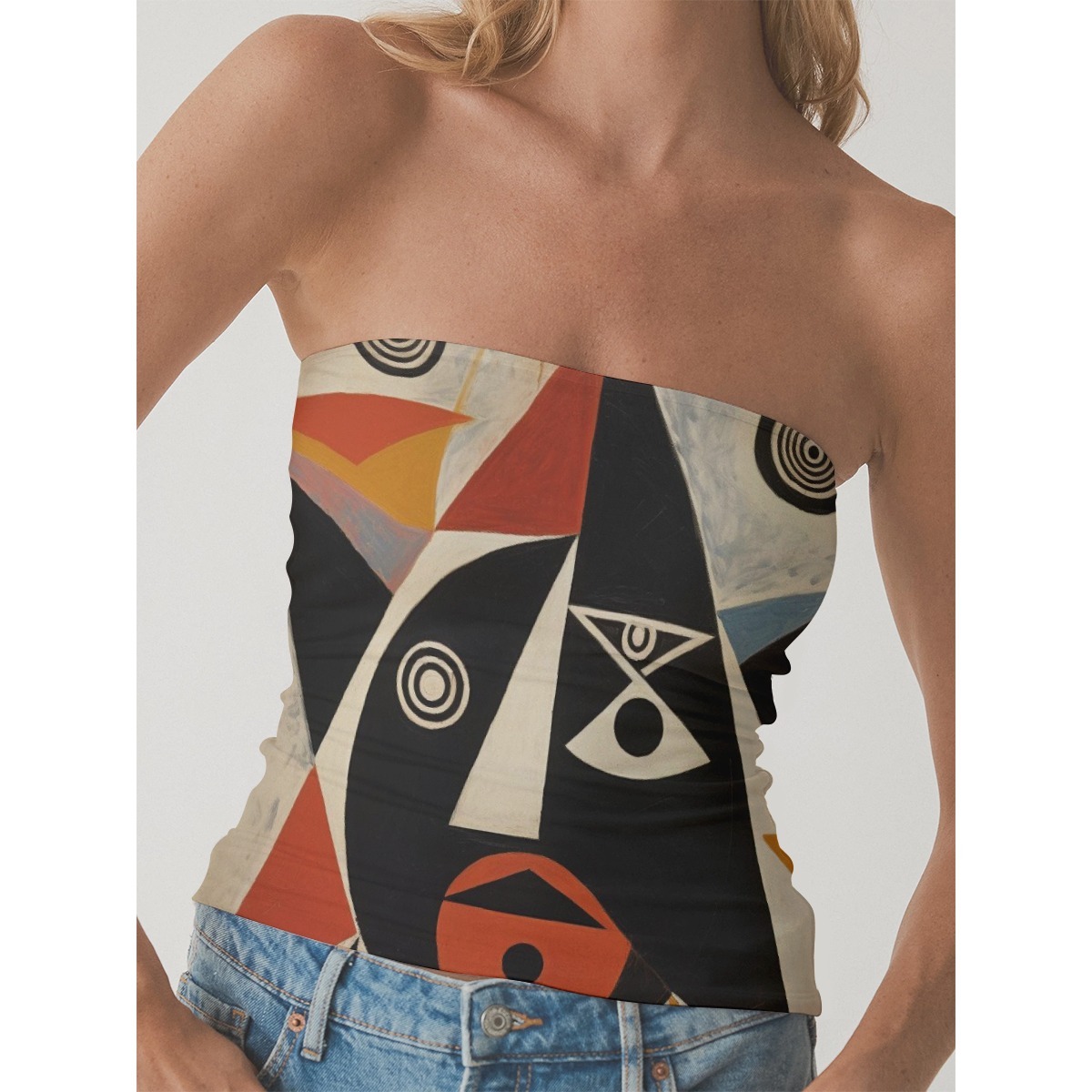 Supportive and Stylish Strapless Double-Layer Fitness Top