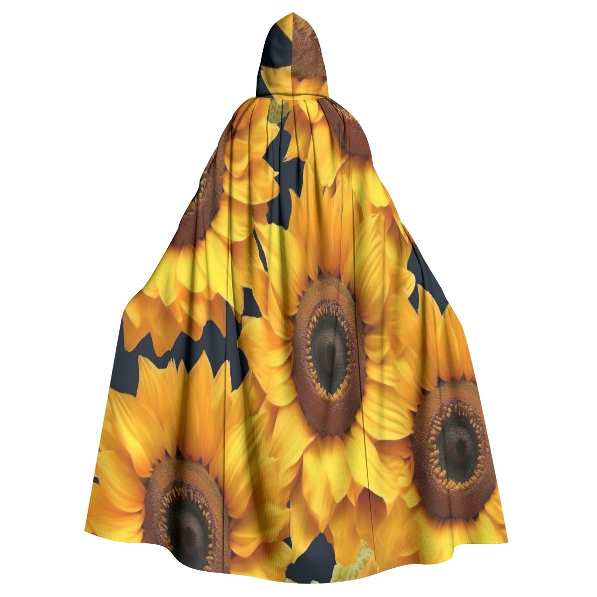Floral Sunflower Unisex Hooded Cloak with All-Over Print and Signature Black Hat Lining