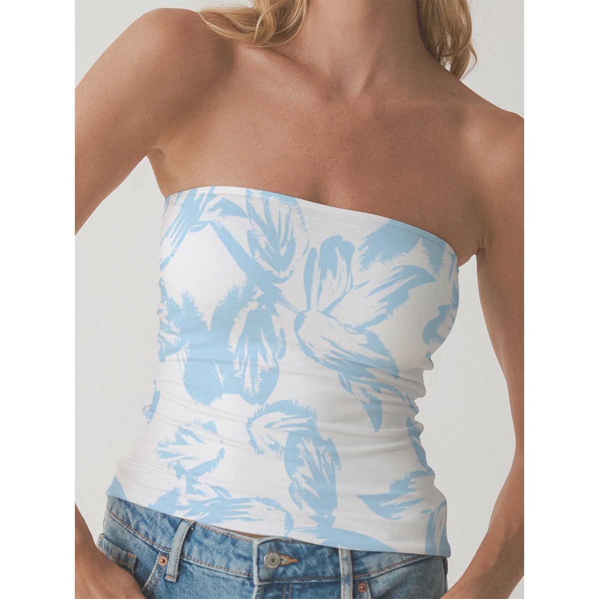 High-Elastic Off-Shoulder Double-Layer Top
