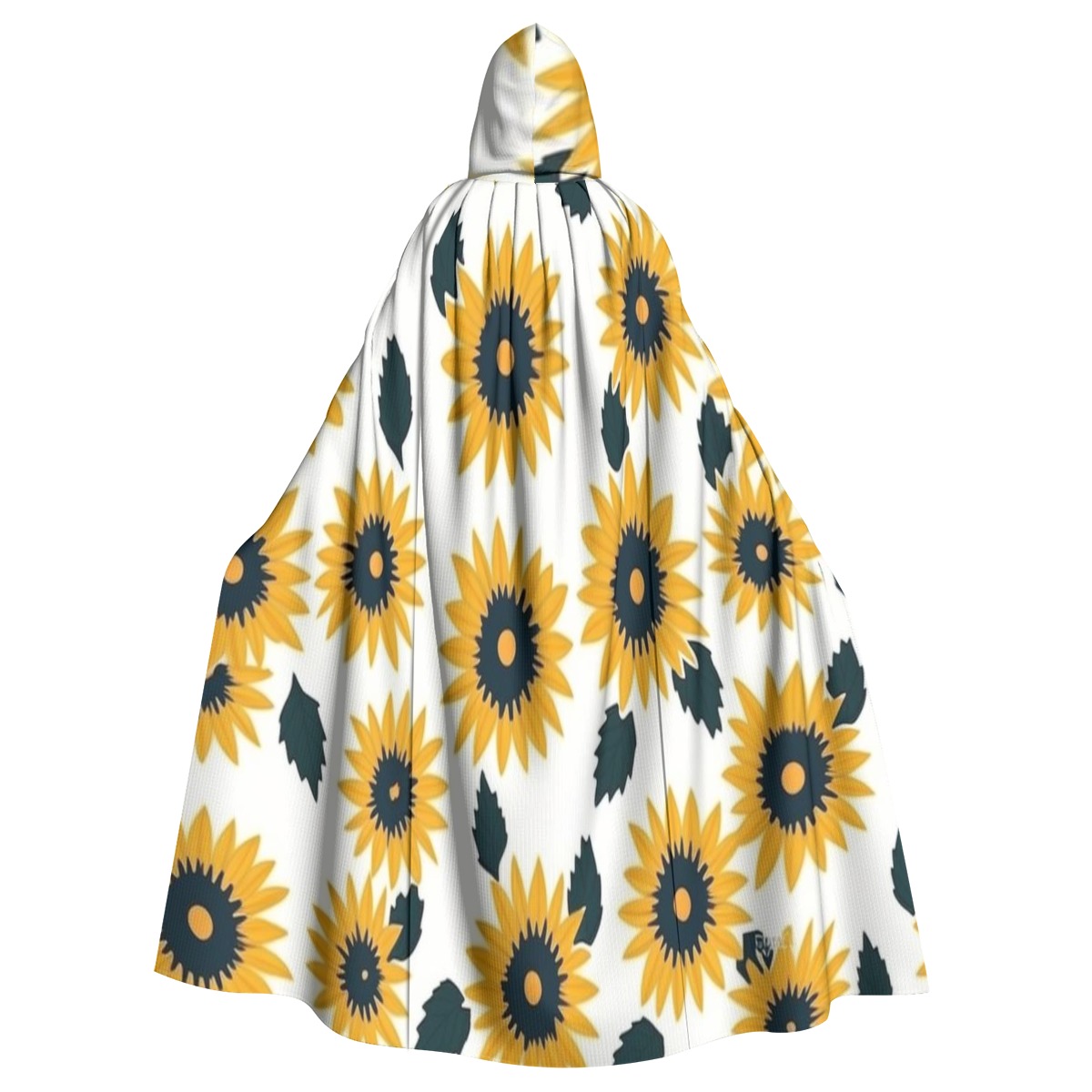 Sunflower Print Unisex Hooded Cloak in Microfiber