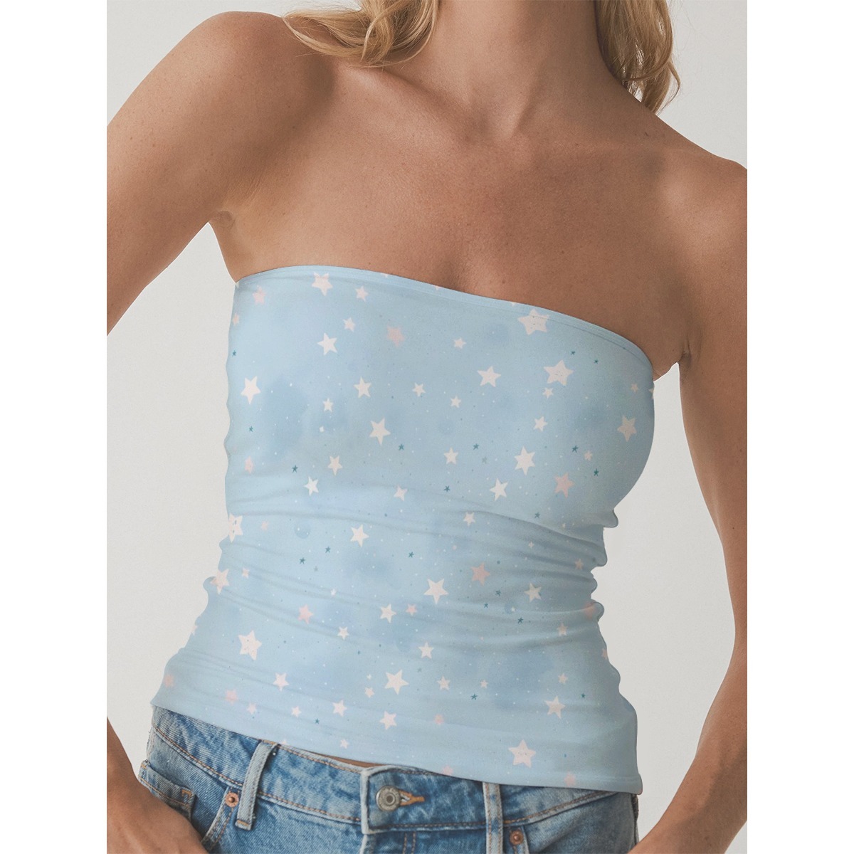 Tube Top Light Blue Stars