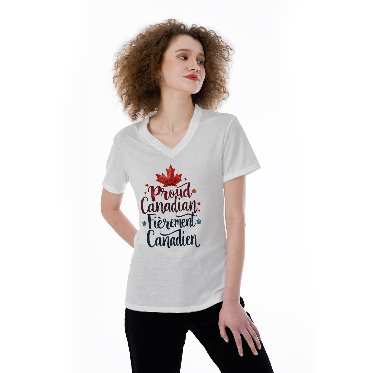 Proudly Canadian Fièrement Canadien V-neck Women's T-shirt