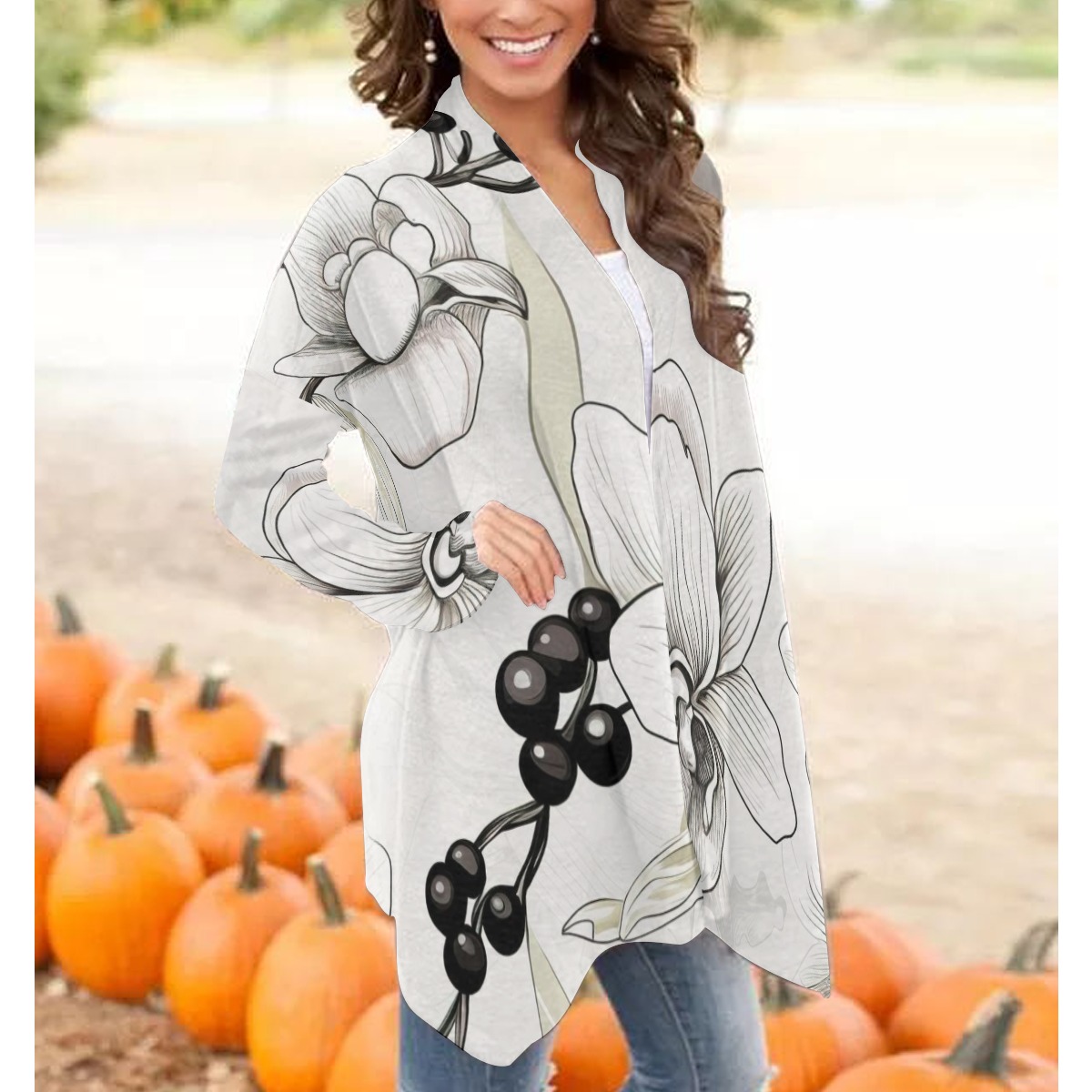Lightweight All-Over Print Cardigan for Women's Stylish Wardrobe