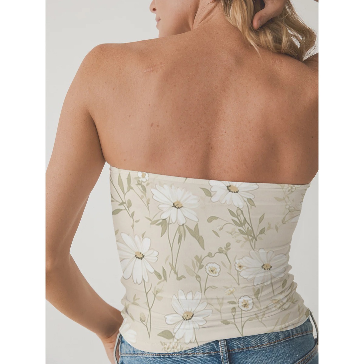 Effortless Elegance Double-Layer Strapless Activewear Top