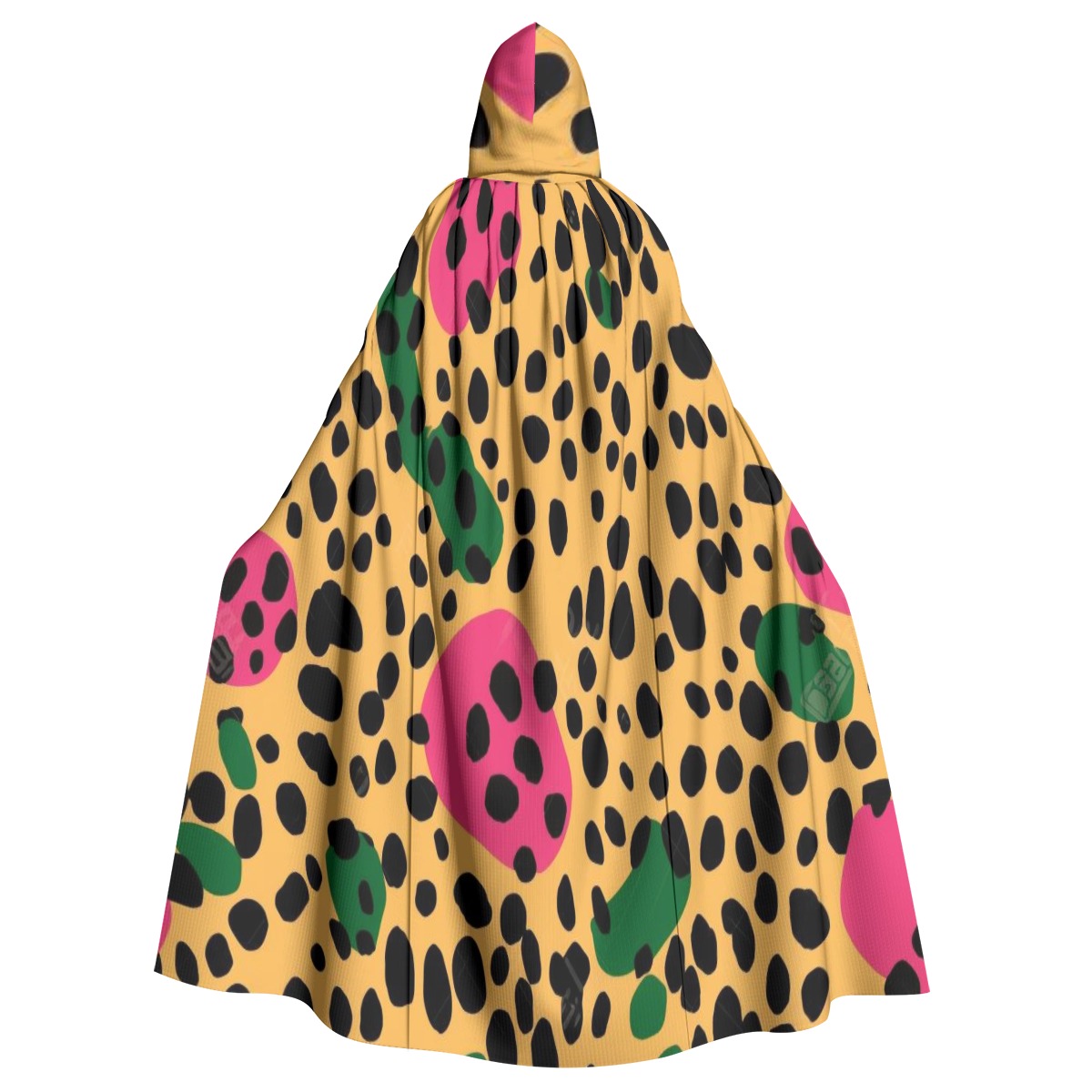 Colourful Leopard Unisex Hooded Cloak with Drawstring Closure & Black Hat Lining