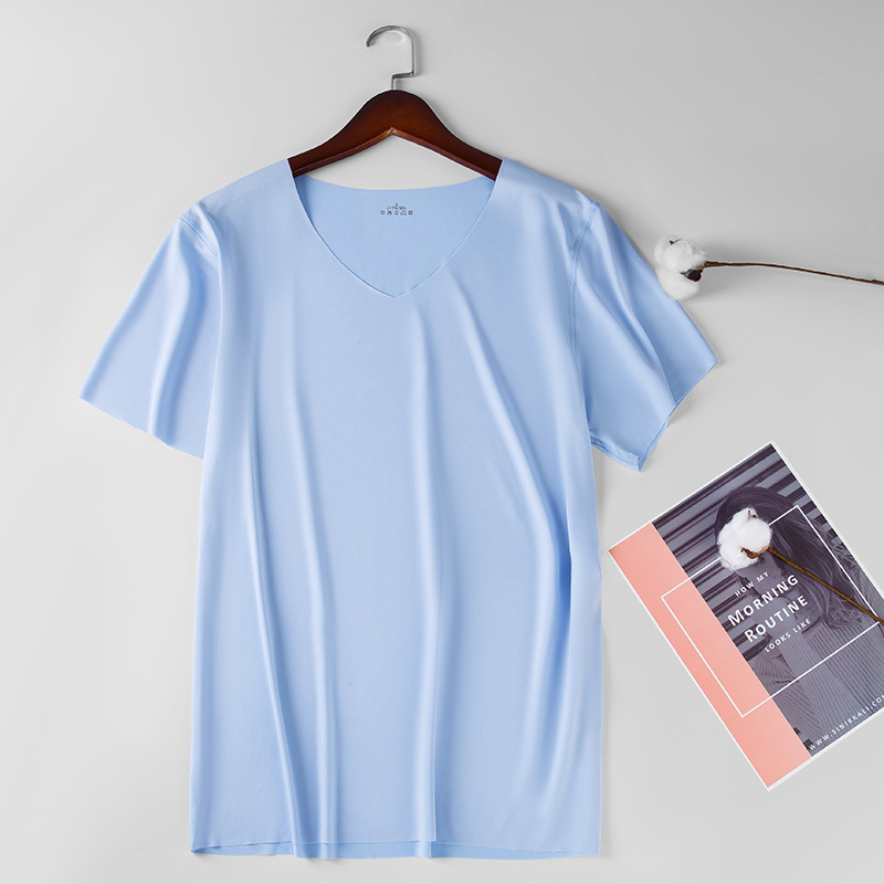 Men's Thin Ice Silk Seamless Short Sleeve T-shirt - Image 2