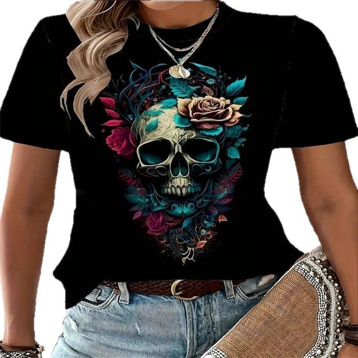 Women's Summer T-shirt Printed Fashion Casual Cute Short Sleeve - Image 4