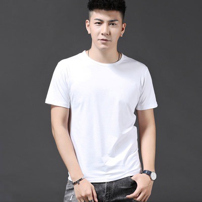 Thin Ice Silk Short Sleeve T-shirt Men's Summer Solid White Round Neck Trend Bottoming Shirt Top - Image 8