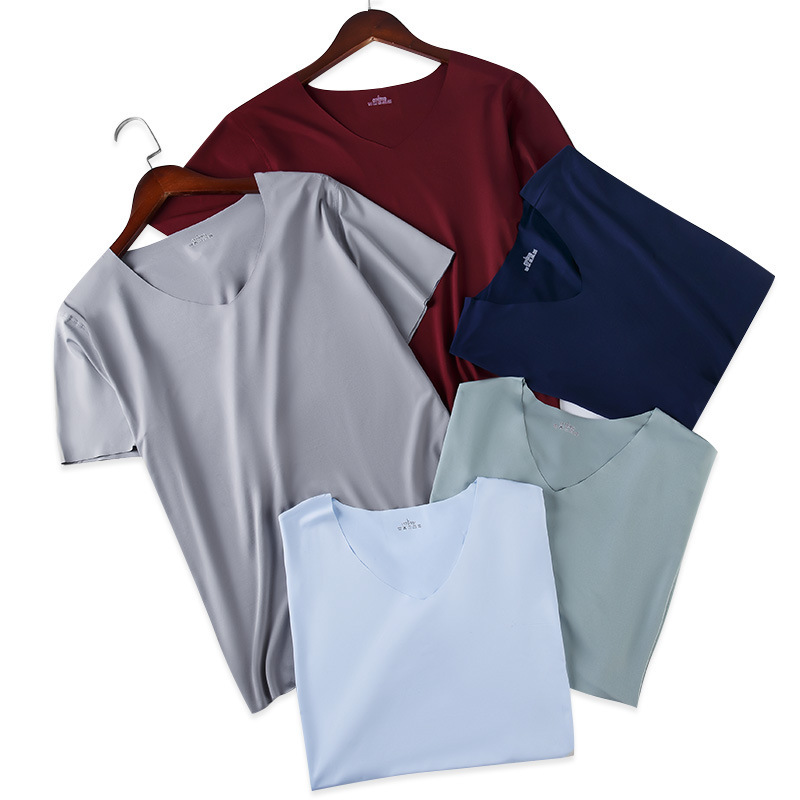 Men's Thin Ice Silk Seamless Short Sleeve T-shirt - Image 4
