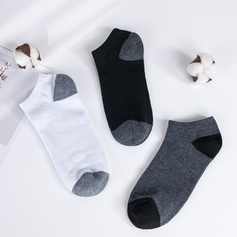 Simple Black White Gray Boat Sweat-absorbent Low Mouth Socks - Image 5