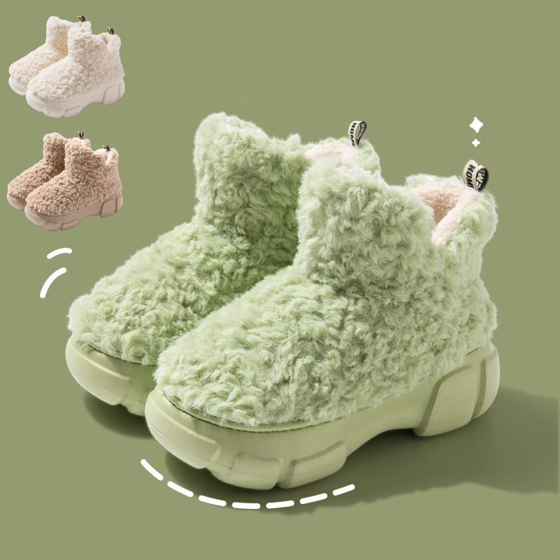 Winter Cashmere Snow Boots With 6cm Platform Warm Plus Velvet High-top Fleece Cotton Shoes Women Outdoor Indoor House Plush Shoes