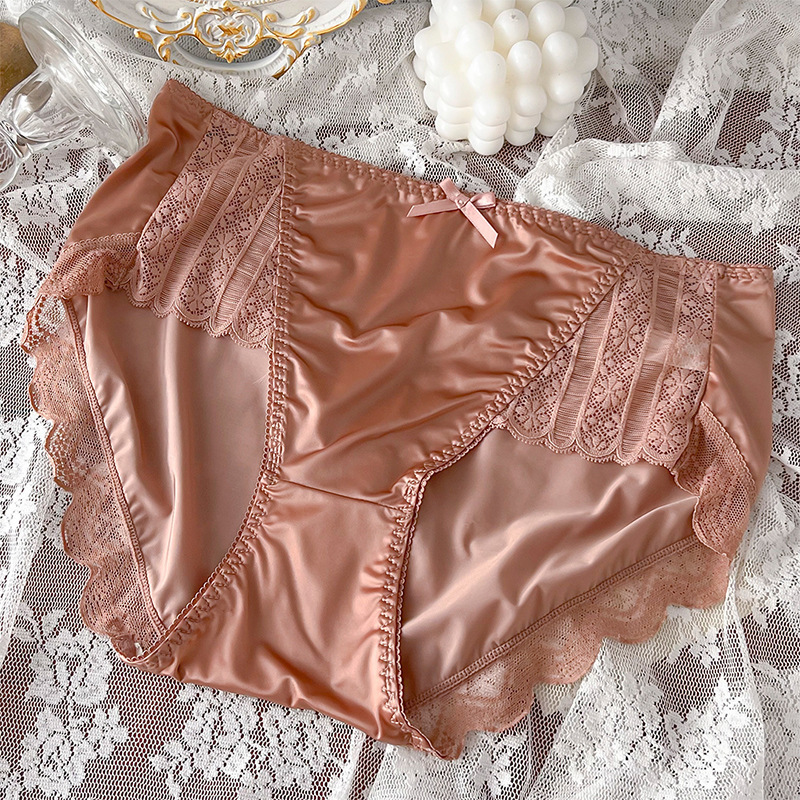 Skin-friendly Ice Silk Underwear Lace Edge Comfortable Satin Underwear Sheath Sexy Seamless Underwear Simple - Image 10
