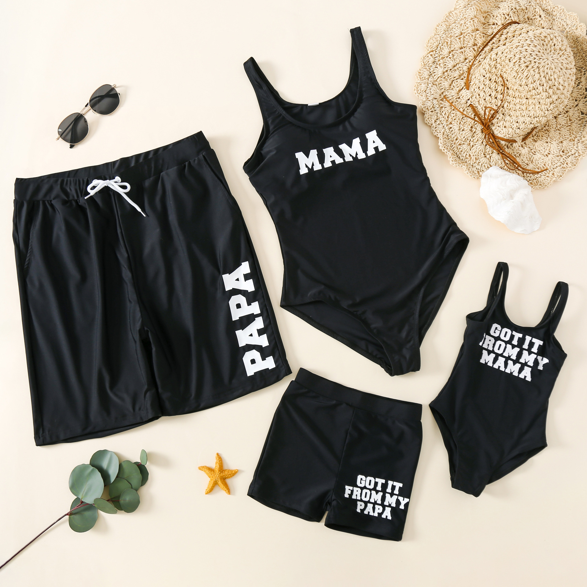 European words mother and child swimsuit beach swimsuit