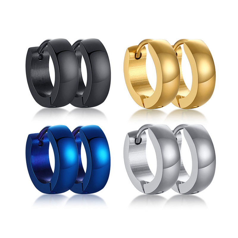 Stainless Steel Light Body Inner Sand Earrings Simple Men