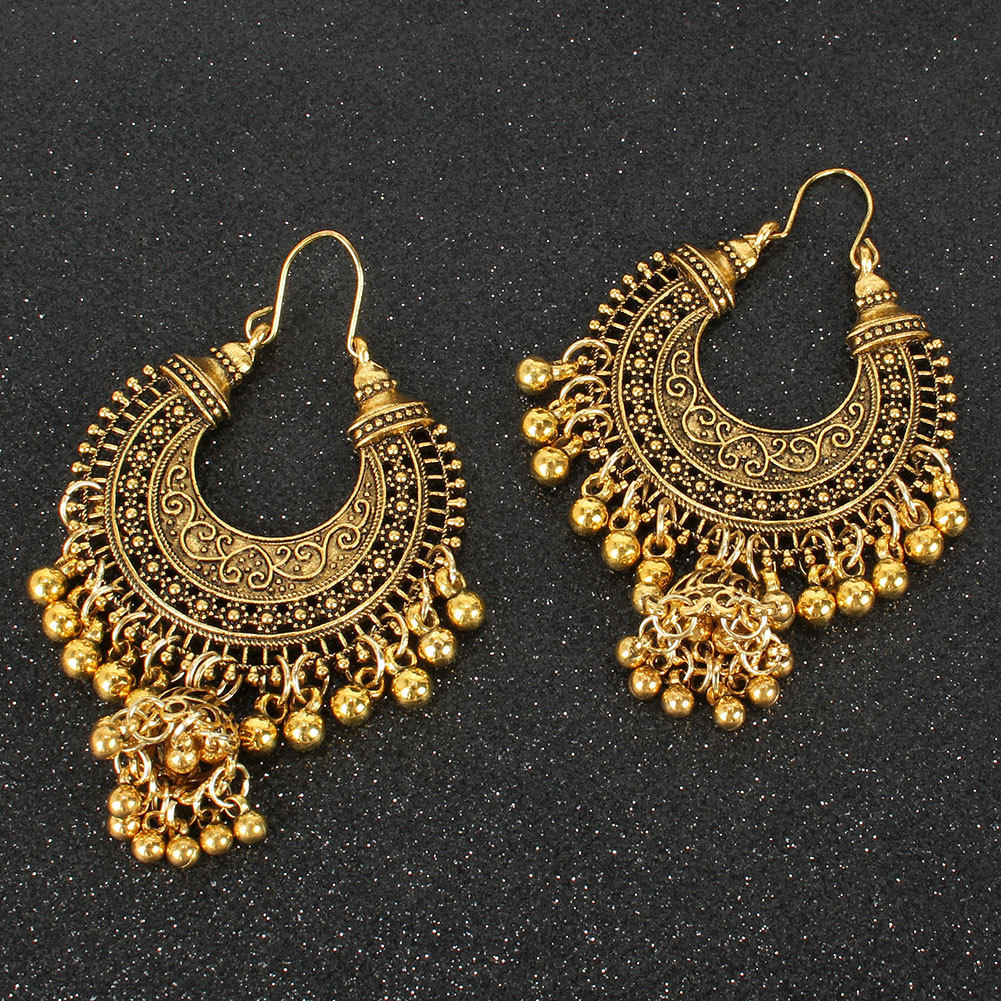 Vintage Bell Tassel Earrings – Elegant Geometric Jewelry for Women