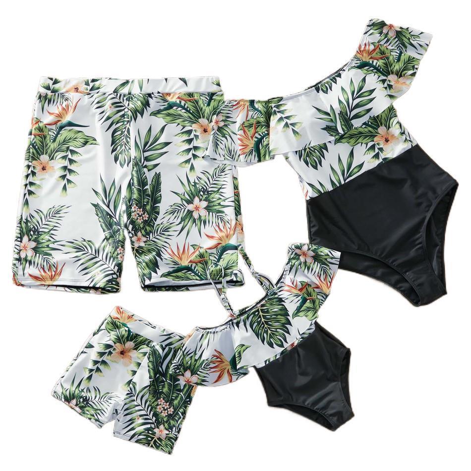 Foreign Trade Family Wear Cross-Border Nylon Printing Parent-Child Swimsuits Baby Boys Girls Men And Women Clothing Yy000