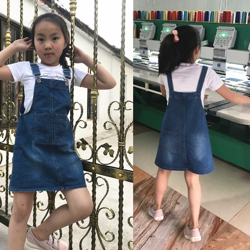 Version Of Children Suspender Skirt 3-10 Years Old Baby Denim Skirt Girl Suspender Skirt