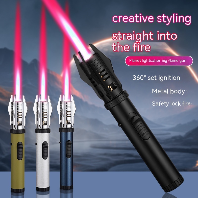 Fierce Fire Direct Red Flame One-click Lock Fire Metal Lighter