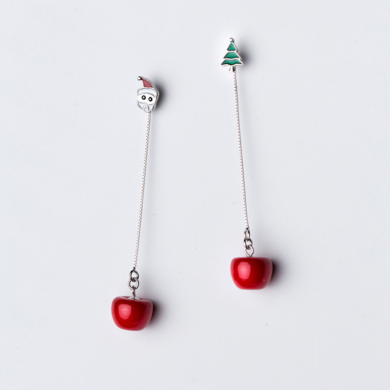 Festive Christmas Cartoon Earrings – Cute Silver Holiday Jewelry for Women
