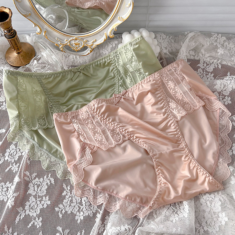 Skin-friendly Ice Silk Underwear Lace Edge Comfortable Satin Underwear Sheath Sexy Seamless Underwear Simple - Image 4
